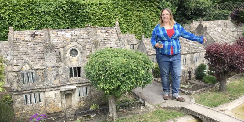 Part of the model village. Natalie for scale.