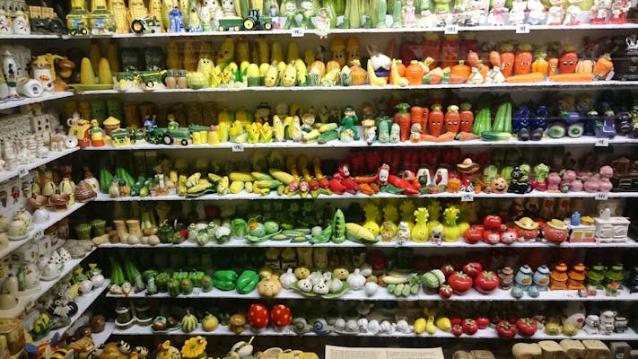 Shelves full of salt and pepper shakers