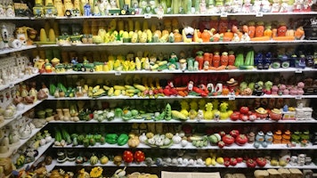 Shelves full of salt and pepper shakers