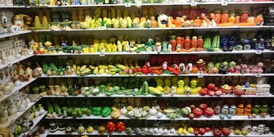 Shelves full of salt and pepper shakers