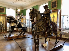 Shiny knights on horses.